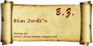 Blun Zorán névjegykártya